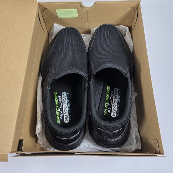 Men\'s Size 9 Athleisure Skechers Air Cooled Memory Foam Slip Wide Black